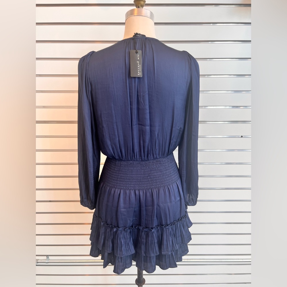 Current Air - Navy Satin Tiered Mini Dressy Dress - Picture 5 of 16